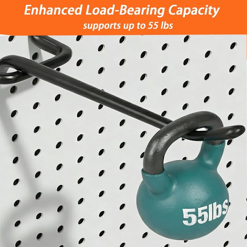 Hogurity 80 Pack 2/4/6/8 inch Heavy Duty Pegboard Hooks,Extra Thick 1/4" Black Peg Board Hooks for Hanging, Pegboard Accessories for Garage, Kitchen, Gym, Store Wall Organizer - Image 4
